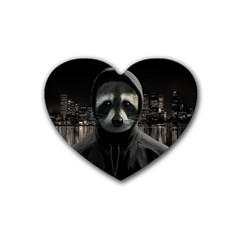 Gangsta Raccoon  Heart Coaster (4 Pack)  by Valentinaart