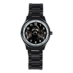 Gangsta Raccoon  Stainless Steel Round Watch