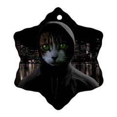 Gangsta Cat Ornament (snowflake) by Valentinaart