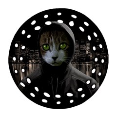 Gangsta Cat Round Filigree Ornament (two Sides) by Valentinaart