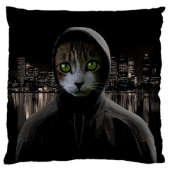 Gangsta Cat Large Cushion Case (two Sides) by Valentinaart