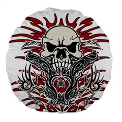 Skull Tribal Large 18  Premium Round Cushions by Valentinaart