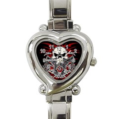 Skull Tribal Heart Italian Charm Watch by Valentinaart