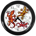 Ornate lizards Wall Clocks (Black) Front