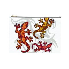 Ornate Lizards Cosmetic Bag (large)  by Valentinaart