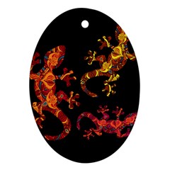 Ornate Lizards Oval Ornament (two Sides) by Valentinaart