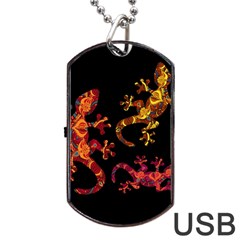 Ornate Lizards Dog Tag Usb Flash (two Sides) by Valentinaart