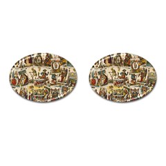 Tarot Cards Pattern Cufflinks (oval) by Valentinaart