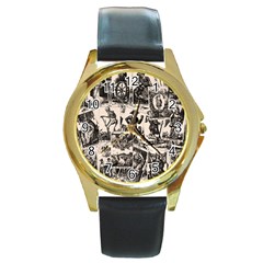 Tarot cards pattern Round Gold Metal Watch