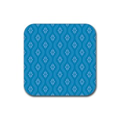 Blue Ornamental Pattern Rubber Coaster (square)  by TastefulDesigns