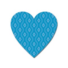 Blue Ornamental Pattern Heart Magnet