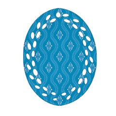 Blue Ornamental Pattern Ornament (oval Filigree) by TastefulDesigns