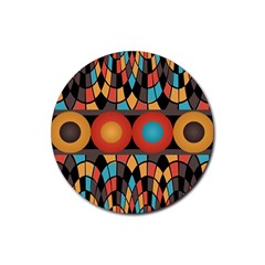 Colorful Geometric Composition Rubber Coaster (round)  by linceazul