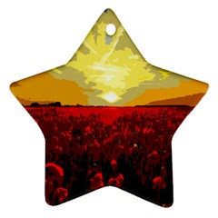 Poppy Field Star Ornament (two Sides) by Valentinaart