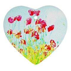 Poppy Field Ornament (heart) by Valentinaart