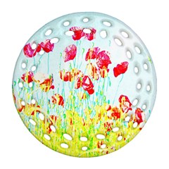 Poppy Field Ornament (round Filigree) by Valentinaart