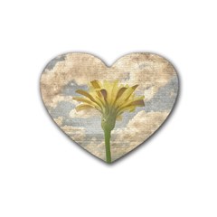 Shabby Chic Style Flower Over Blue Sky Photo  Rubber Coaster (heart)  by dflcprints