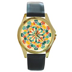 Summer Festival Round Gold Metal Watch by linceazul