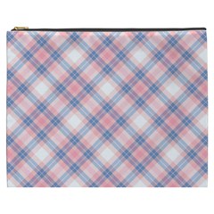 Pastel Pink And Blue Plaid Cosmetic Bag (xxxl)  by NorthernWhimsy