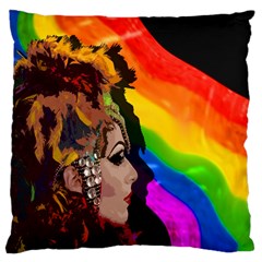 Transvestite Large Cushion Case (two Sides) by Valentinaart