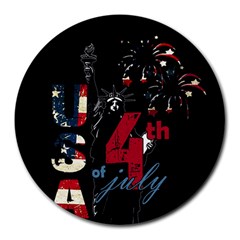 4th Of July Independence Day Round Mousepads by Valentinaart