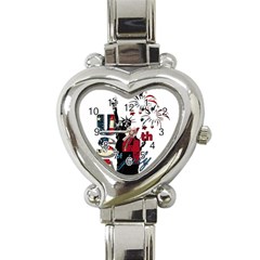 4th Of July Independence Day Heart Italian Charm Watch by Valentinaart