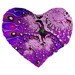 Fractal Fantasy 717a Large 19  Premium Flano Heart Shape Cushions