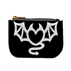 Winged Devil Heart - Black And White Coin Change Purse