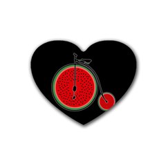 Watermelon Bicycle  Heart Coaster (4 Pack)  by Valentinaart