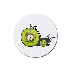 Kiwi Bicycle  Rubber Round Coaster (4 Pack)  by Valentinaart