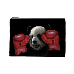 Boxing Panda  Cosmetic Bag (large)  by Valentinaart