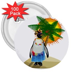 Tropical penguin 3  Buttons (100 pack) 