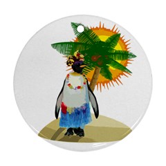 Tropical Penguin Round Ornament (two Sides) by Valentinaart