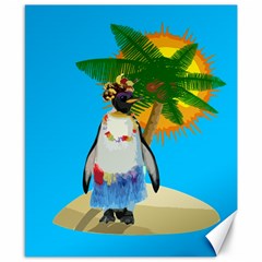 Tropical Penguin Canvas 8  X 10 