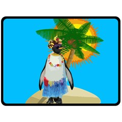 Tropical Penguin Fleece Blanket (large)  by Valentinaart