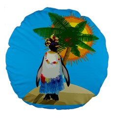 Tropical Penguin Large 18  Premium Round Cushions by Valentinaart