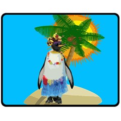 Tropical Penguin Double Sided Fleece Blanket (medium)  by Valentinaart