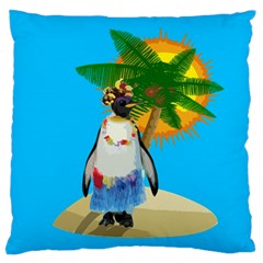 Tropical Penguin Large Flano Cushion Case (two Sides) by Valentinaart