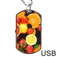 Fruits Pattern Dog Tag Usb Flash (two Sides) by Valentinaart