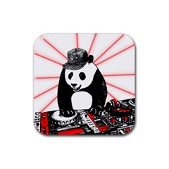 Deejay Panda Rubber Coaster (square)  by Valentinaart