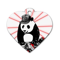 Deejay Panda Dog Tag Heart (two Sides) by Valentinaart
