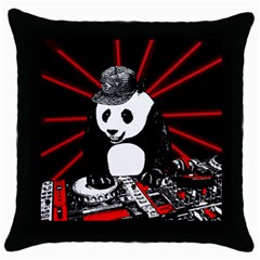 Deejay panda Throw Pillow Case (Black)