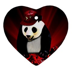 Deejay Panda Heart Ornament (two Sides) by Valentinaart