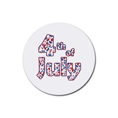 4th Of July Independence Day Rubber Coaster (round)  by Valentinaart