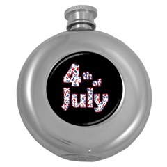 4th Of July Independence Day Round Hip Flask (5 Oz) by Valentinaart