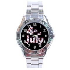 4th Of July Independence Day Stainless Steel Analogue Watch by Valentinaart