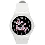 4th of July Independence Day Round Plastic Sport Watch (M) Front