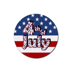 4th Of July Independence Day Rubber Coaster (round)  by Valentinaart