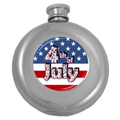 4th Of July Independence Day Round Hip Flask (5 Oz) by Valentinaart