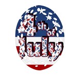 4th of July Independence Day Oval Filigree Ornament (Two Sides) Front